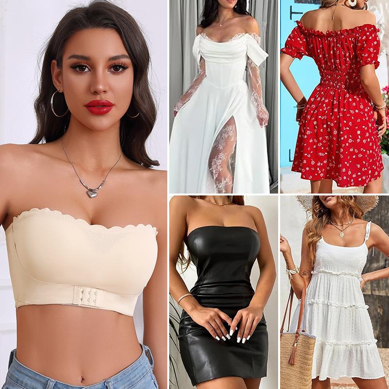 One-Shoulder Non-Slip Strapless Bra with Front Buckle and Invisible Bandage Style