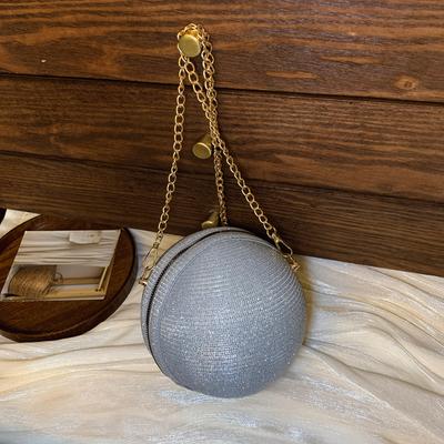 Bag Women's Bag 2025 New Small Round Bag Fashionable Metal Portable Chain Trendy Shoulder Crossbody Personalized Design Bag