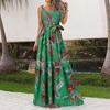 Summer Casual Long Dress with Belt European American Print