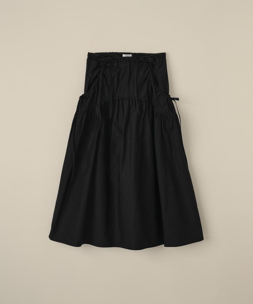 Limekeu Ribbon Shirred Lace Skirt Black