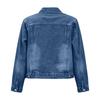 Women's Casual Long Sleeve Denim Jacket with Button Front, Lapel Collar and Multiple Pockets