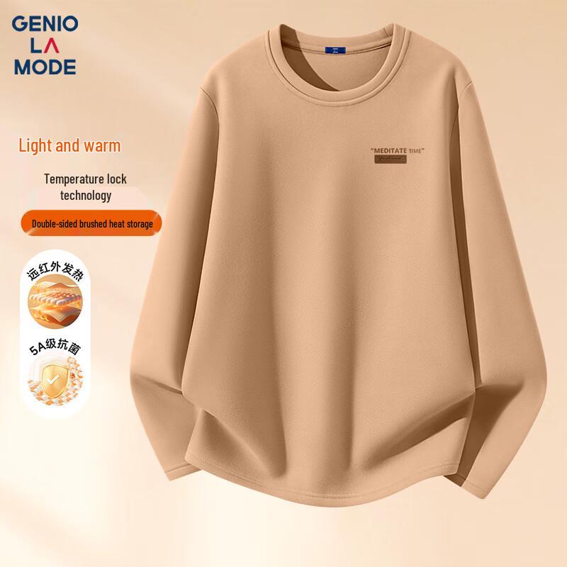 GENIOLAMODE Men's Fleece-Lined Long-Sleeve T-Shirt