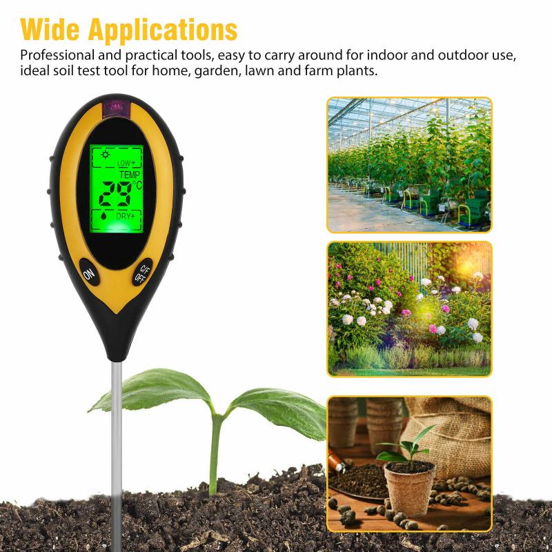 4 In 1 Digital Ph Soil Tester Lcd Display Multifunctional Fast Accurate Water Moisture Temperature