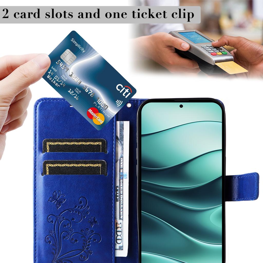 For Xiaomi Redmi Note 14 5G Wallet Case Floral Butterfly Imprinted Leather Phone Cover Stand