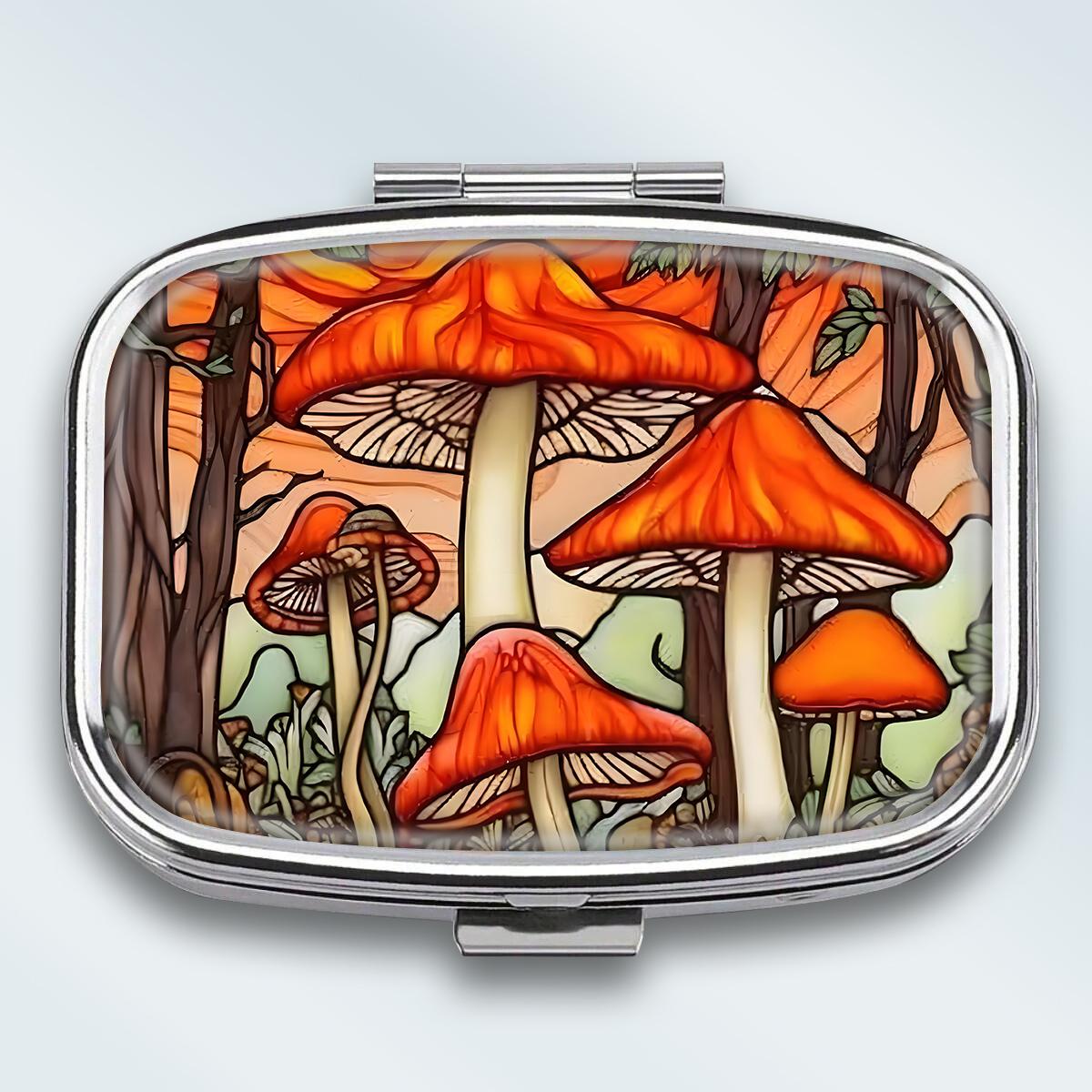 

Portable Pill Box with 2 Compartments, Mini Metal Medicine Organizer Case, Cute Printed Pill Container for Vitamins, Pills, Jewelry, Travel, Daily Use різнокольоровий
