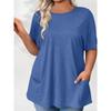 Neues Sommer-T-Shirt für Damen in Übergröße, lässig, kurzärmelig, locker und einfarbig