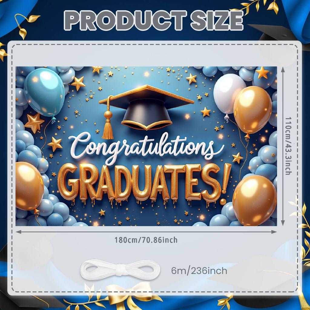Grad Success Display Shiny Letters Congrats Display Congrats Grad Display Gold Theme Graduation Banner For Graduation Backdrop