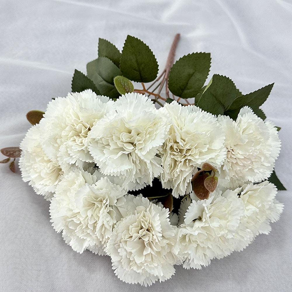 Multicolor Carnation Artificial Flower Silk Petal 9 Heads Simulation Plants Desktop Ornament Floral Arrangement