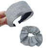 Stylish Grey Wool Rhinestone Wide Band Headband Hair Tie Women's Accessory