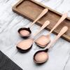 4 Pieces Stainless Steel Rose Gold Serving Spoons Set for Dining Table/Kitchen, 1.8 Mm Heavy Gauge