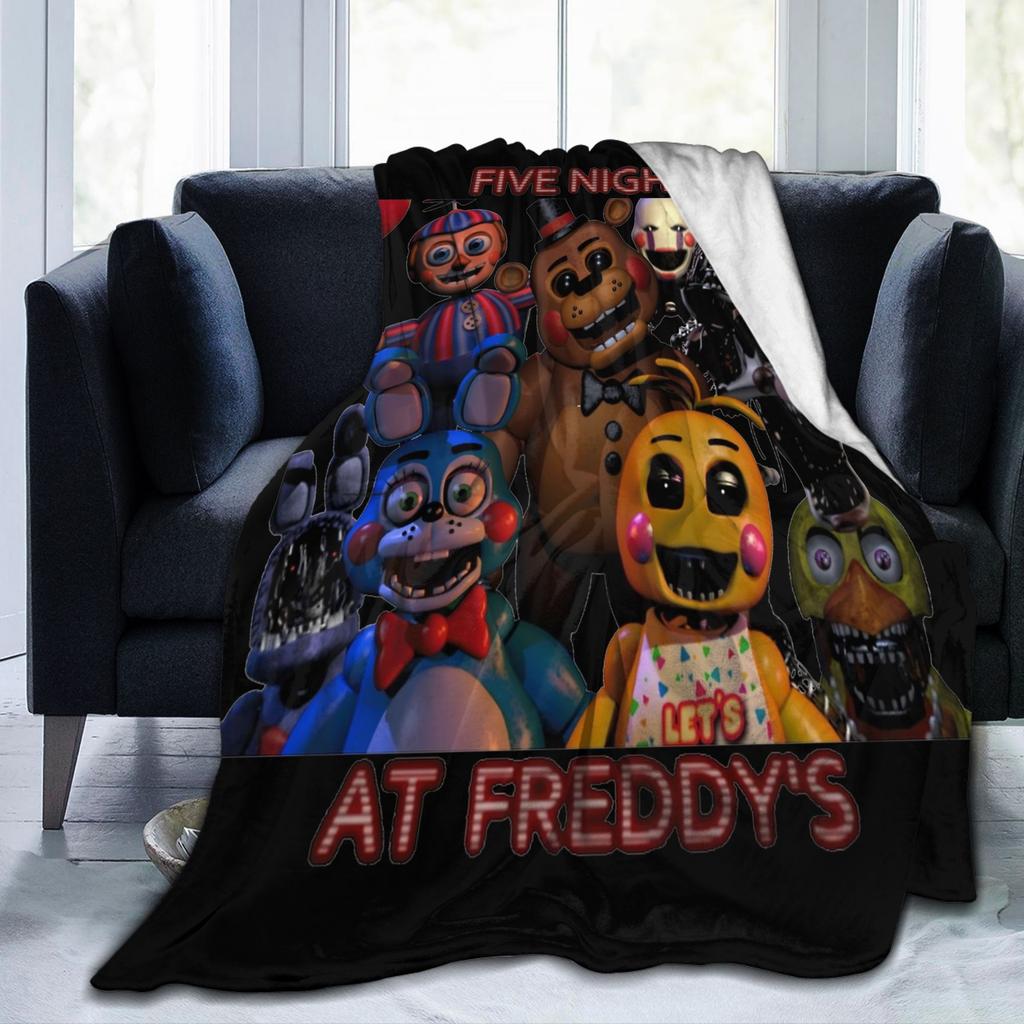 FNAF 2 Puppet Blankets Velvet Printed Portable Lightweight Thin Throw Blankets for Bed Outdoor Quilt