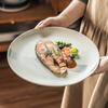 Assiette de cuisine japonaise occidentale en céramique grande assiette assiette ménagère assiette à légumes glaçure sésame vaisselle assiette à pâtes restaurant assiette à saumon
