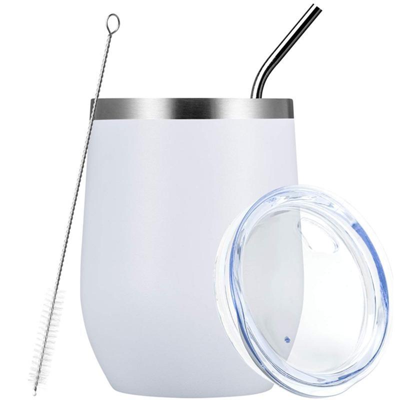 1 sada sklenic na víno bez stopky Nerezová izolovaná sklenice na šálky s víčkem na víno, kávu, nápoje, koktejly