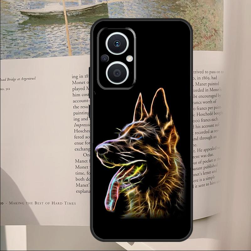 Cartoon German Shepherd Dog Cover For OPPO Reno 14 13 11 10 Pro 12F 11F 13F 14F 7 8 Lite OPPO Find X6 X5 X8 X9 Pro Case
