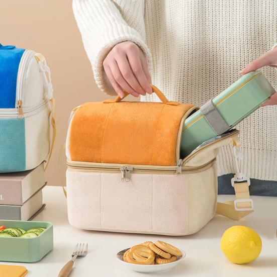 Commuter Lunch Bag with Adjustable Strap Double Layer Insulated Bag, Large Capacity Leakproof Thermal Cooler Food Storage for Work Water Resistant