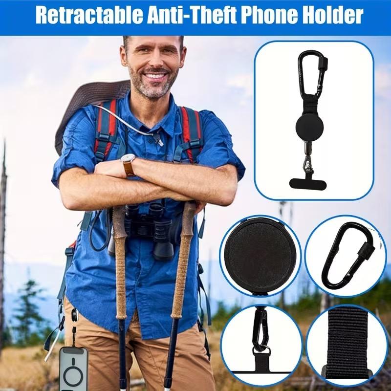 Einziehbarer Diebstahlschutz-Handyhalter Smartphone-Sicherheitsband mit Karabiner Anti-Drop-Gurt für Wandern Radfahren Klettern