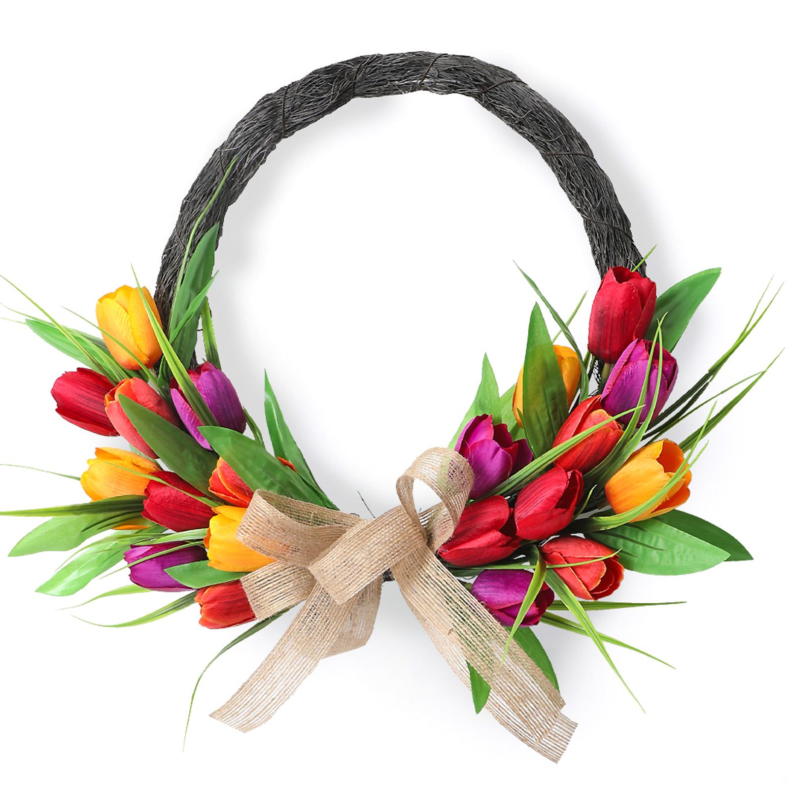 

Artificial Flower Wreath 40cm Spring Summer Wreath Front Door Decoration for Indoor Outdoor
