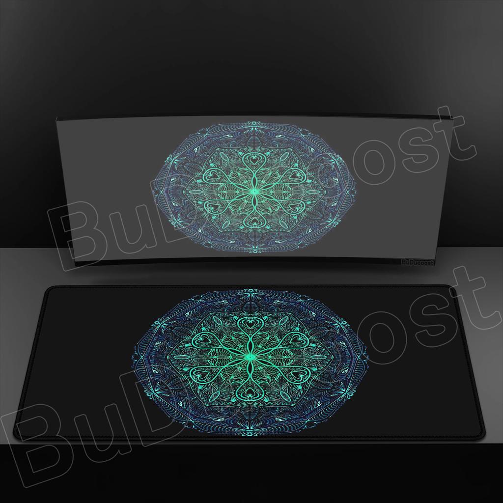 Mandala Mauspads Gaming Zubehör Büro Gamer Tastatur Cooles Technologie Muster Schreibtischunterlage Rutschfest Laptop Großes Gummi-Mauspad
