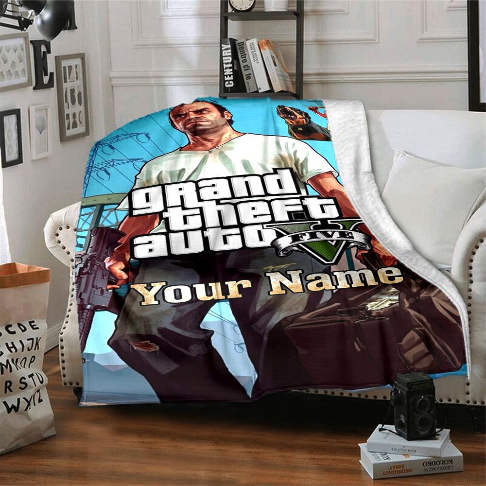 Grand Theft Auto Personalizza il Tuo Nome Coperta Regalo Coperta Personalizzabile Ultra-Morbida Adatta per Soggiorno Soggiorno Sedia da Ufficio Divano