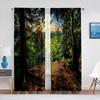 2panels Woodland Forest Foliage Sunbeams Nature View Curtains for Living Room Bedroom Kitchen Decor Sheer Curtains Window Drape