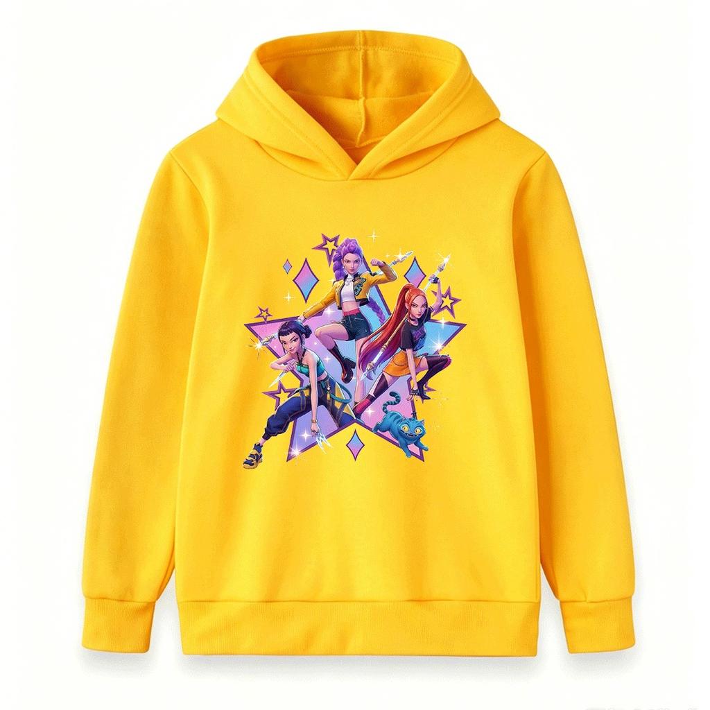 Kids Girls Boys Hoodie Cartoon 3 Action Characters Print Casual Long Sleeve Pullover Sweatshirt for Children