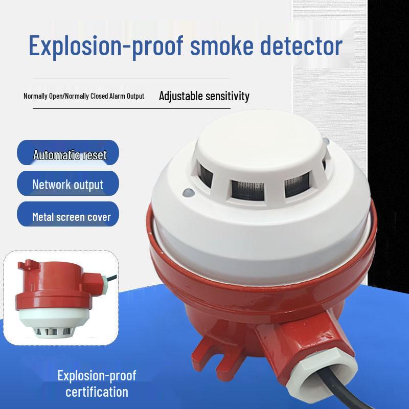 Explosion-Proof Flameproof Photoelectric Wired Smoke Detector with NO/NC Output. No
