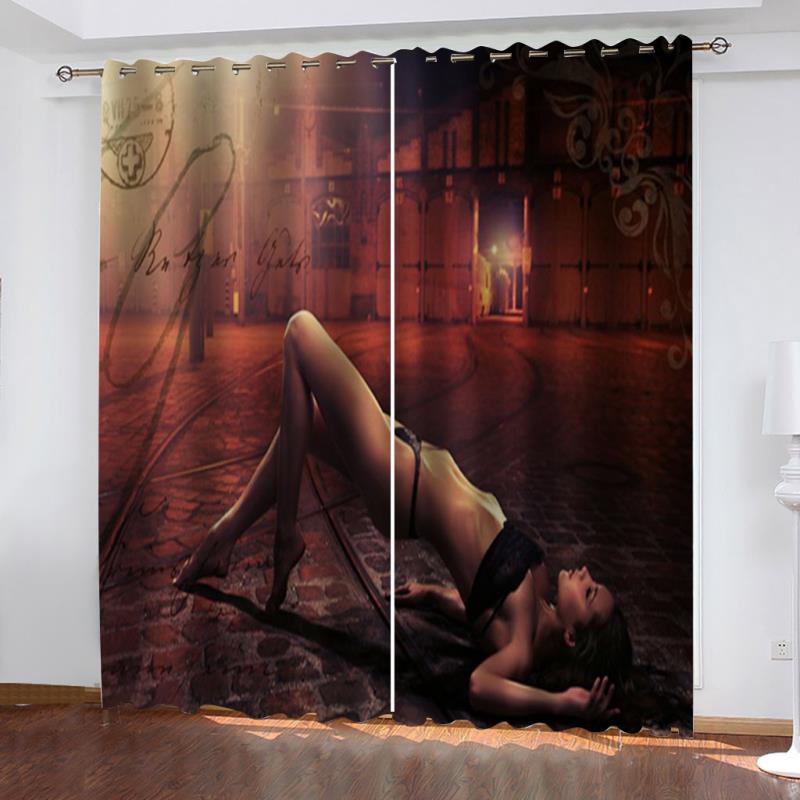 

Sexy Retro Nude Lady Beauty Woman Girl Lightweight Darkening Window Blind Curtains for Kids Rest Room Living Room Decor Kitchen Door Home Decor W50 X H130(CM)X2&Hook