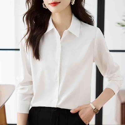 2025 frühling Langarm Umlegekragen Frauen Hemd Büro Dame Weiße Bluse Shirt Frauen Tops Shirts J744