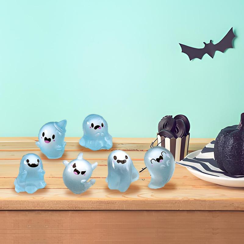 1/6PCS Glow In The Dark Mini Ghost Figures, Luminous Ghost Miniature Resin Figurines, Cute Ghosts Figure Garden Decor
