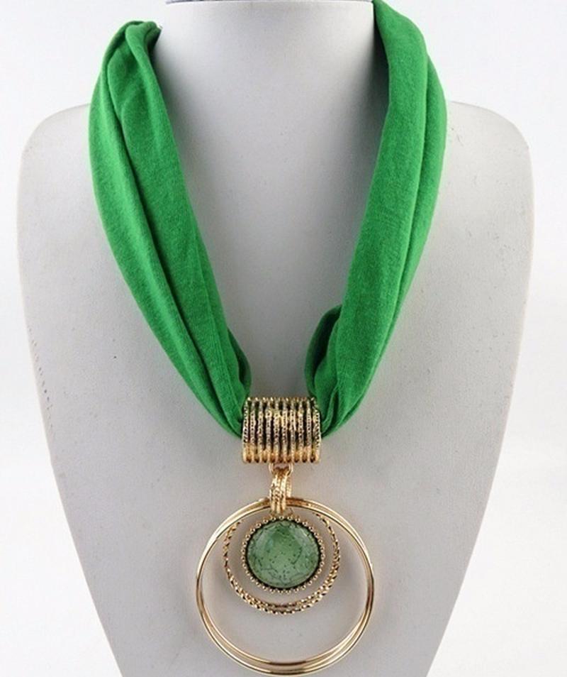 

Шарф из сплава, кольцо с подвеской, женский воротник из полиэстера, шарфы для женщин зелёный