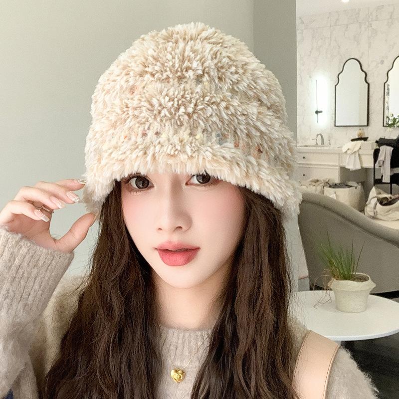 

Зимняя шапка для рыбалки разных цветов, для езды на велосипеде, для защиты ушей, ветрозащитная плюшевая шапка, теплая, милая вязаная шапка бежевый