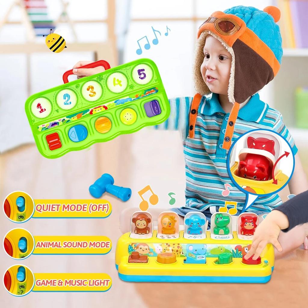 Interaktives Pop-Up-Tier-Spielzeug Peekaboo-Schalter-Knopf-Box Schatz-Überraschungsbox Versteckspiel Baby Früherziehung Puzzle-Spiel