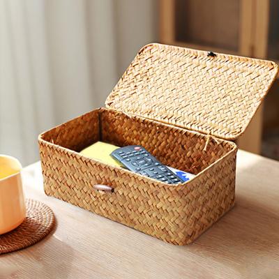 3 szt. Tkane kosze do przechowywania z rattanu z pokrywką Duża pojemność Naturalny styl Wiklinowe kosze do przechowywania Możliwość układania w stos Pojemniki do przechowywania różnych przedmiotów