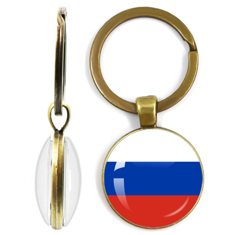 National Flag Double-Sided Keychain Korea, Serbia, Russia, Slovenia, Argentina, The United States,Turkey, Spain,Dominica Keyring