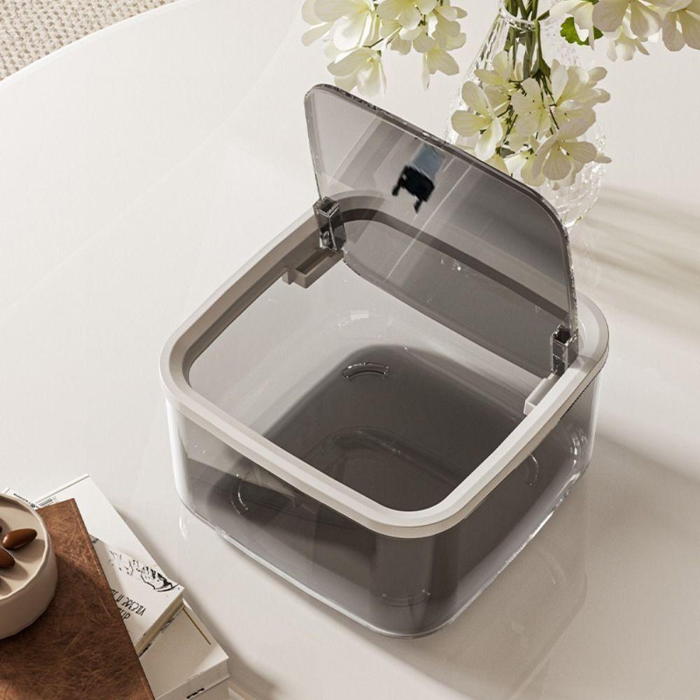 Press Type Desk Storage Box Transparent Sundries Paper Basket Useful Desktop Trash Can  Living Room