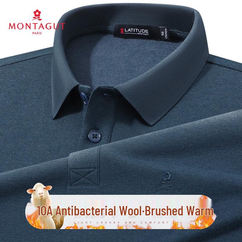 

Montagut Men s Merino Wool Blend Long Sleeve Polo Shirt 48