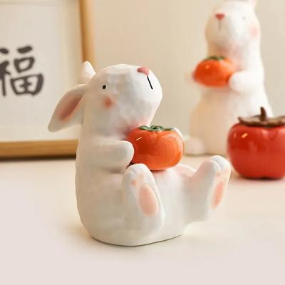 Ornament Creative Home Decorations Figurine Cartoon Animal Sculpture Ceramic Handicrafts Living Room Accessories Artistic Rabbit