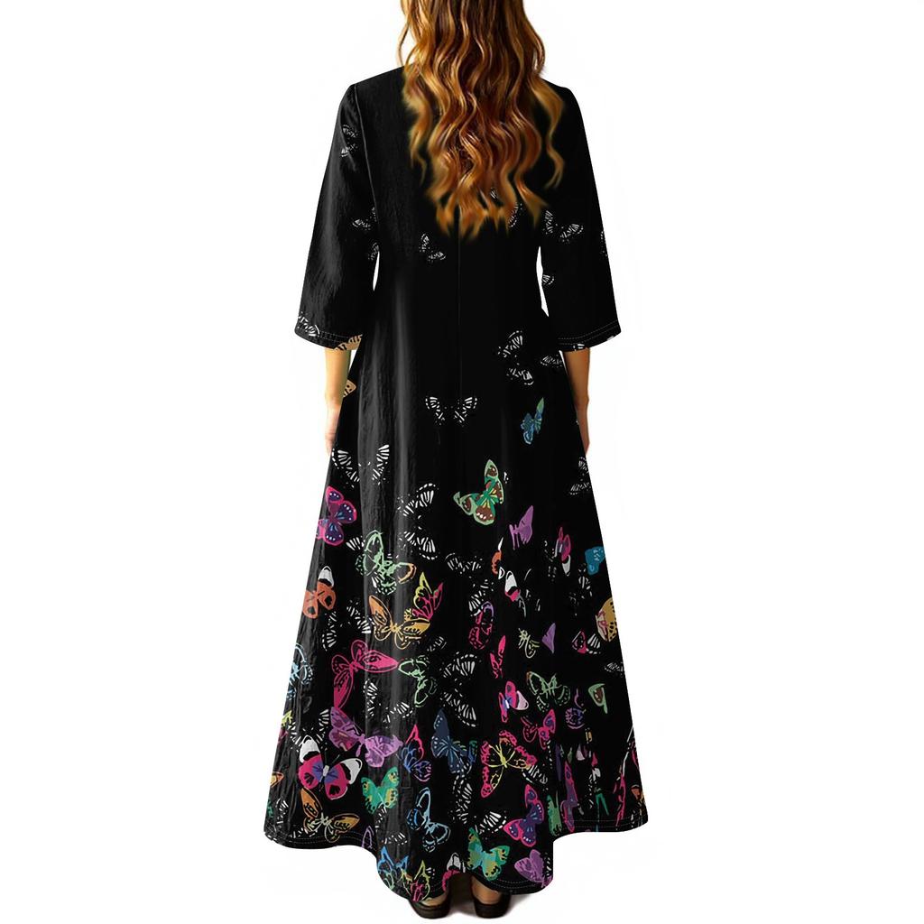 Women's Retro Ethnic Ribbon Embroidered Sleeveless Linen V-neck Maxi Dress