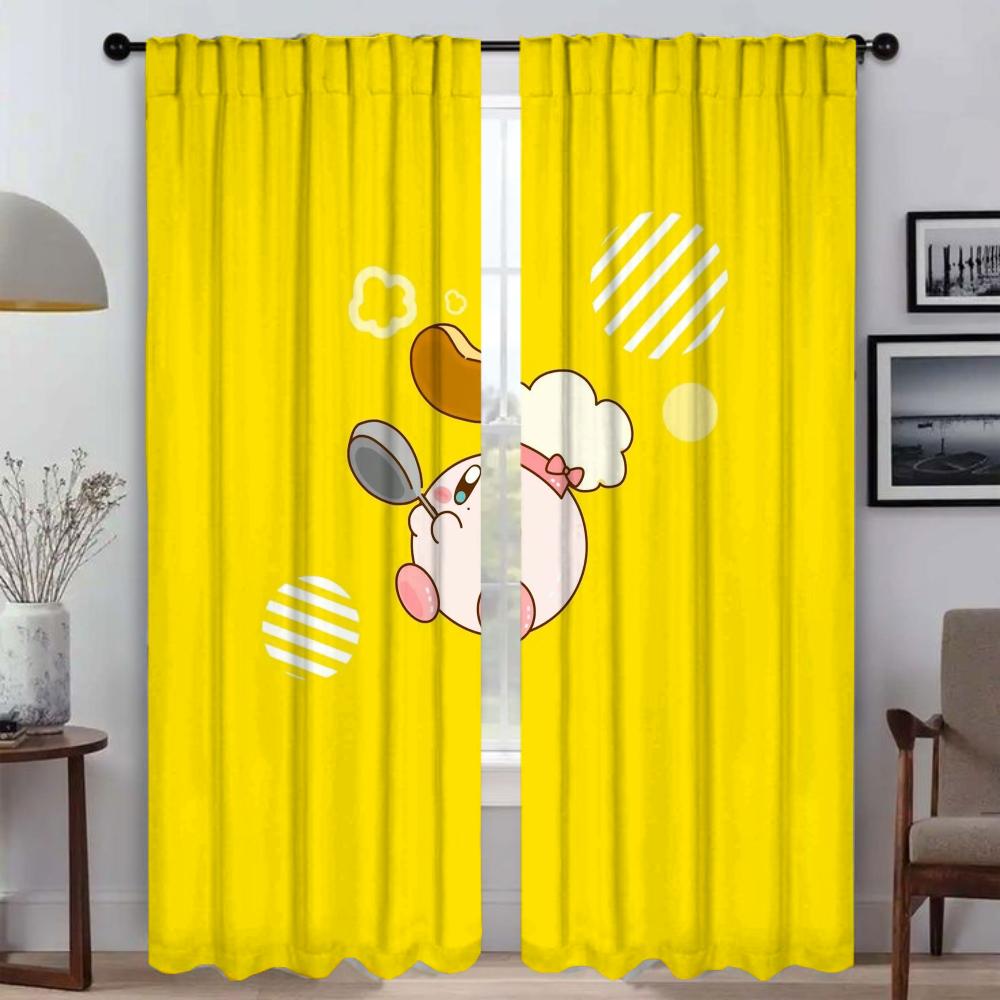 Küchenvorhänge für Schlafzimmer Kawaii Cartoon K-Kirbys Fenstervorhang für Zimmer 2 Paneele Trennvorhänge Jalousien Heiminnenvorhänge