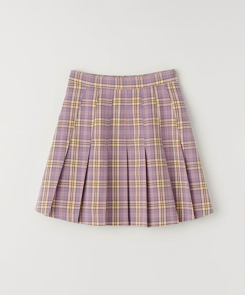 Selliteiljeu Check Pleated Mini Skirt_Purple