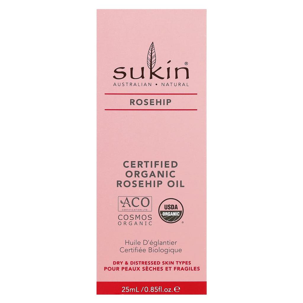 Zertifiziertes Bio-Hagebuttenöl, für trockene und sehr trockene Hauttypen, 25 ml (0,85 fl oz)