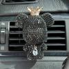 Cute Car Accessories, Bling Crystal Bear Car Air Freshener With Vent Clip,Rhinestone Aesthetic Car Decor Interior Decoration (BLACK)