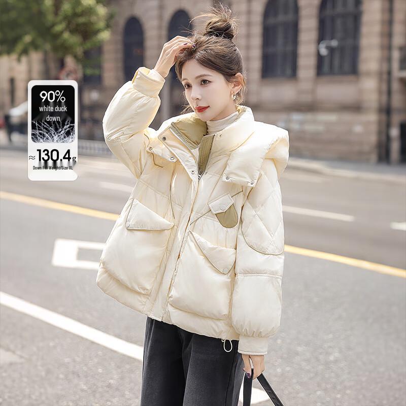 

Siboshe Women s 90% Duck Down Hooded Color Block Jacket S