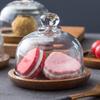 Display Shelves Glass Lid Tray Pastry Serving Cake Plate Server Wood Holder Food with Dome Mini Dessert Multi-use Base