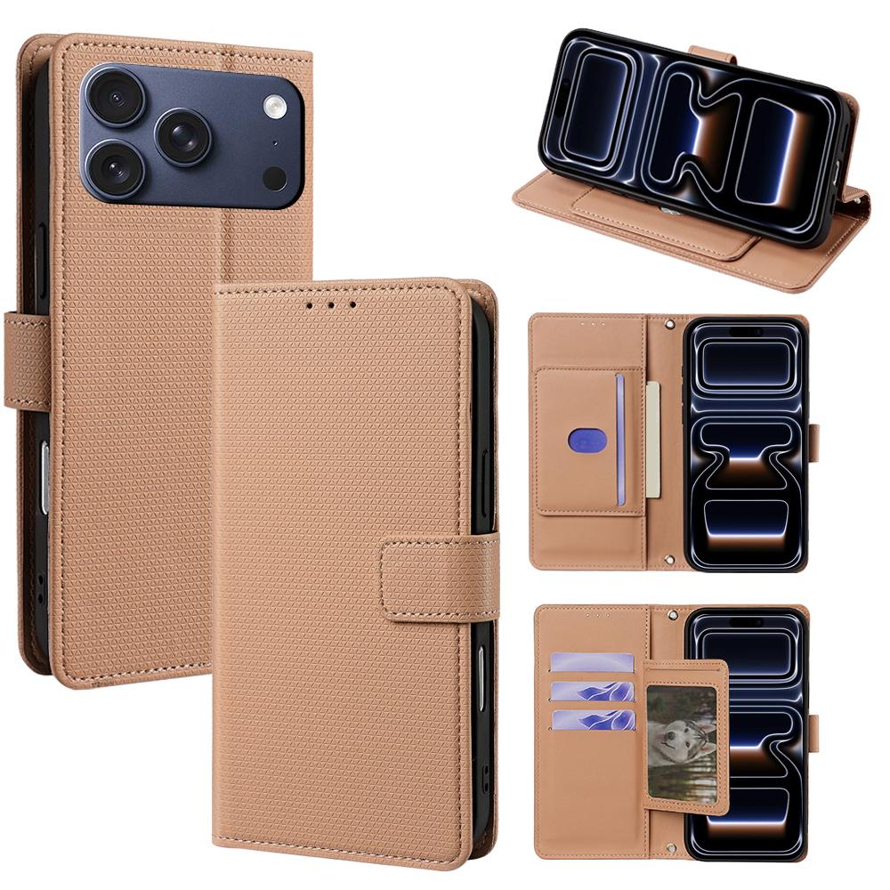 For iPhone 17 Pro Case Triangle Imprinted Skin Touch PU Leather Phone Wallet Cover