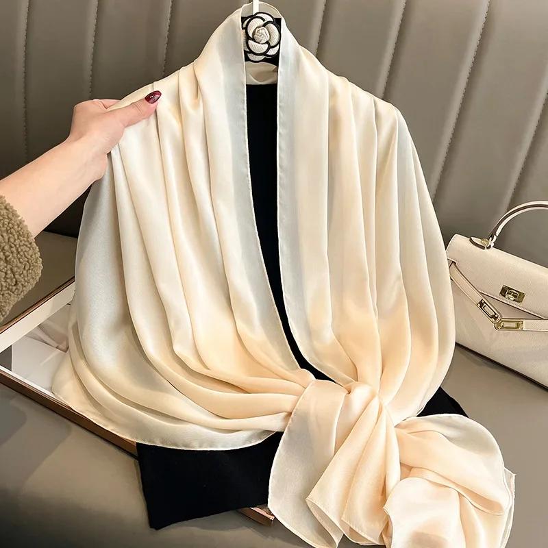 Luxury Scarf Women Silk Headscarf Hijab Designers Long Muslim Shawl Turban Bandana Foulard Satin Head Wraps