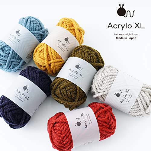 Acrylo XL Extra Thick Wool Yarn, 50g (approx. 27m), Made in Japan, 5-Ball Set (107. Beige)