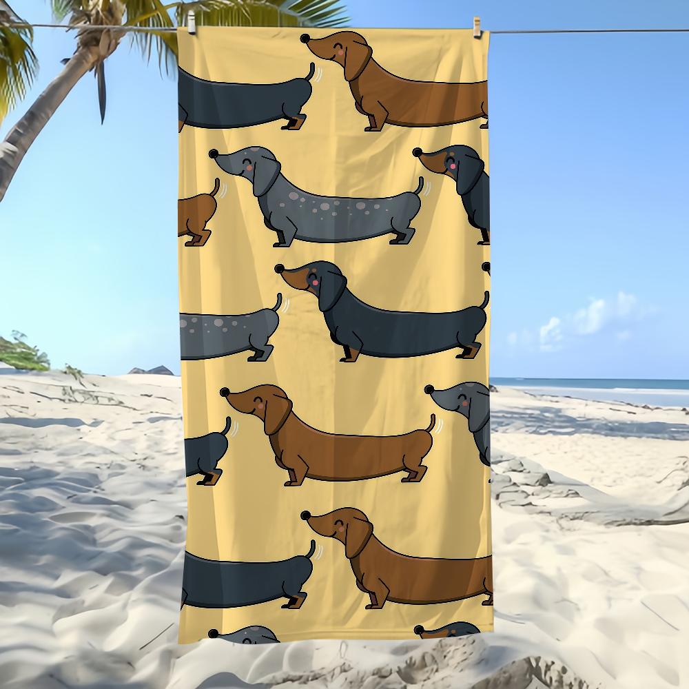 Towel Textile Bathrobe Beach Quick-Drying Dachshund Lightweight Cartoon Portable Camping Swim Pool Travel