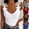 WoWomens Lace Color V-Neck Sling Blouse Strapless Summer Casual Tops