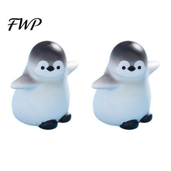 Small Cute Animal Collectible 2 Pcs Miniature Penguin Figurines, Tiny Resin Figures, Mini Realistic Model Arctic Animals Cake Topper for Fairy Garden, A